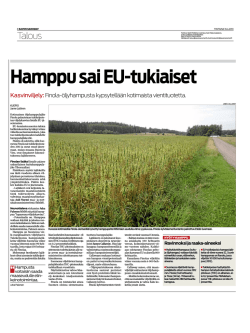 Savon Sanomat 16.4.2013 Kotimaisesta hampusta
