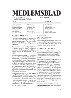 Medlemsblad 2012 - Levälä Släktförening