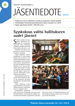 Jäsentiedote 6/2013 - Suomen tietokirjailijat ry