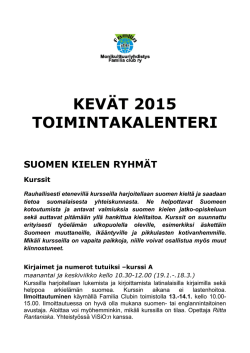 KEVÄT 2015 TOIMINTAKALENTERI