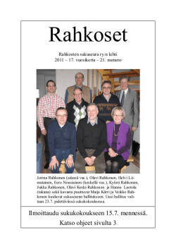 Rahkoset-lehti 1/2011 - Rahkosten sukuseura ry