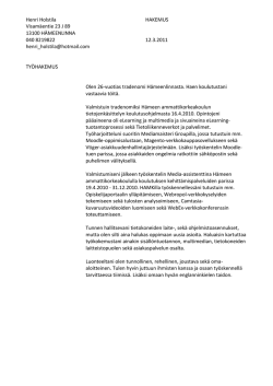 Henri Holstila HAKEMUS Visamäentie 23 J 89 13100