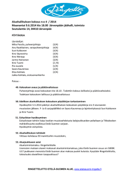 Aluehallituksen pöytäkirja 4/2014 - Suomen Ringetteliitto Ry/Etelä