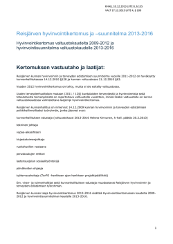 Reisjärven hyvinvointikertomus ja –suunnitelma 2013