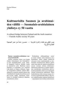Kulttuurisilta Suomen ja arabimai- den välillä — Suomalais