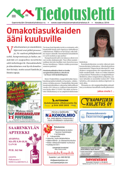 Tiedotuslehti 1/2014 (pdf) - Saarenkylän Omakotiyhdistys ry