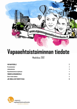 kuukausitiedotteesta - Espoon vapaaehtoisverkosto