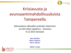 tiimi: Kriisiavusta ja avunsaantimahdollisuuksista Tampereella