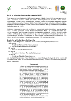 Järjestökirje 1/2013 (PDF) - ProAgria Keski