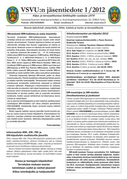 vsvu 1_2012.pdf - Varsinais-Suomen Veteraaniurheilijat ry