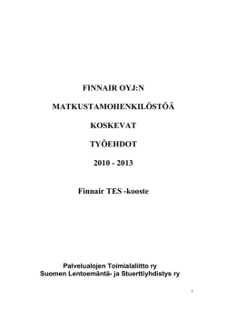 Finnairin lentoemäntiä ja stuertteja koskevan työehtosopimuksen