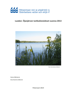 Luodon Öjanjärven tarkkailutulokset vuonna 2013
