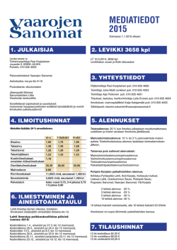 Vaarojen Sanomat mediakortti 2015