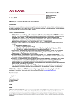 Ashland position on SVHC information elokuu 2014 FI