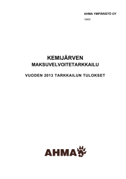 Kemijärven maksuvelvoitetarkkailu 2013