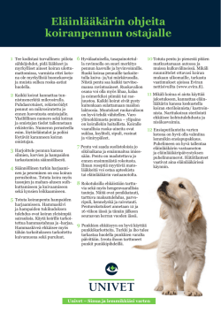 Eläinlääkärin ohjeita koiranpennun ostajalle
