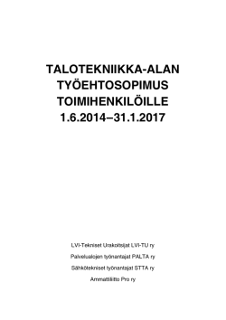 talotekniikka-alan työehtosopimus toimihenkilöille 1.6.2014
