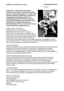 Lehdistötiedote - Suomen Soitinrakentajien Kilta ry