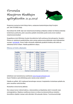 Tervetuloa Hausjärven Haukkujen agilitykisoihin 21.9.2013!