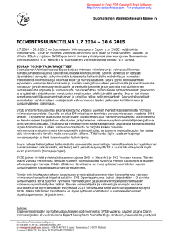 SVS Espoo TOIMINTASUUNNITELMA 2014