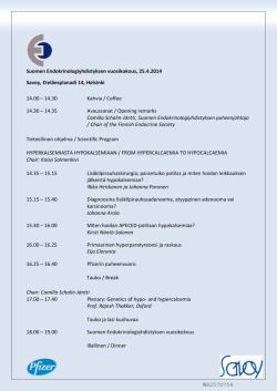 Suomen Endokrinologiyhdistyksen vuosikokous, 25.4.2014 Savoy