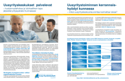 Uusyrityskeskusten toiminta ja vaikuttavuus Kuntalehti 30.8.2012