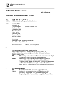 Pöytäkirja 1/2014 - Hämeen Pelastusliitto ry