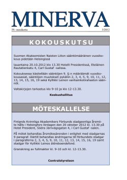 MInerva 3/2012 - Suomen Akateemiset Naiset
