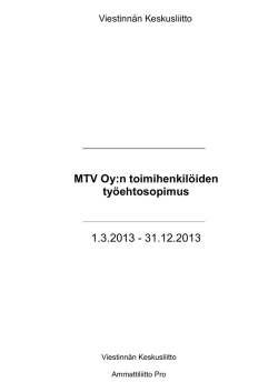 MTV Oy:n toimihenkilöiden työehtosopimus 1.3.2013
