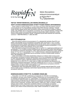 Sikiön fibronektiinin entsyymi-immunoanalyysi ja Rapid fFN™ TLiIQ