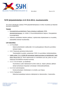 TATE-järjestelmäohje v2.0 25.6.2014, muutosmuistio