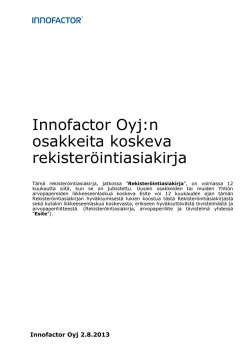 Innofactor Oyj:n osakkeita koskeva rekisteröintiasiakirja