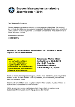 Jäsentiedot 1-2014 - Tapiolan Reserviupseerit ry