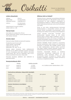 Ocicat ry:n jäsenlehden mediakortti 2014 Millainen lehti on Osikatti
