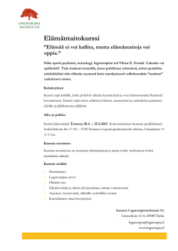 Elämäntaitokurssi - Suomen Logoterapiainstituutti Oy