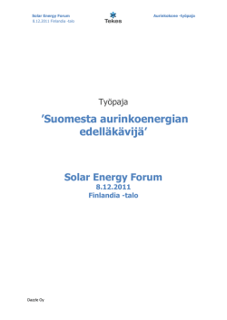 `Suomesta aurinkoenergian edelläkävijä`