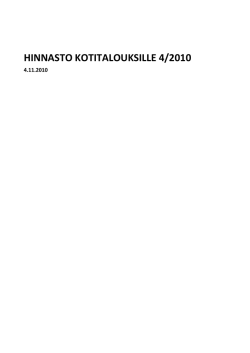 hinnasto kotitalouksille 4/2010 - Itä