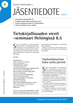 Jäsentiedote 2/2012 - Suomen tietokirjailijat ry