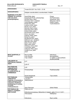 P&ouml;yt&auml;kirja 29.9.2011 - Kalajoen seurakunta