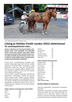 Liising ja Holiday Credit vuoden 2012 ahkerimmat