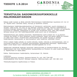 tervetuloa sadonkorjuupiknikille malminkartanoon - Gardenia