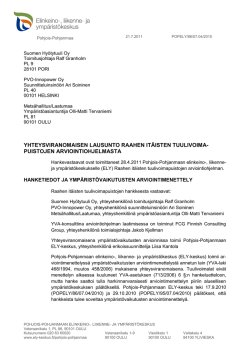 Lausunto Raahen itäisten tuulivoimapuistojen