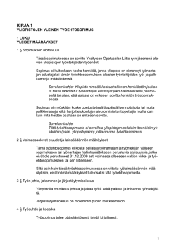 Yliopistojen yleinen työehtosopimus 1.3.2010