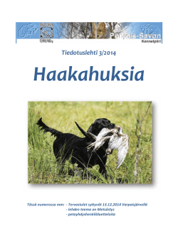 Numero 3/2014, teemana METSÄSTYS - Pohjois