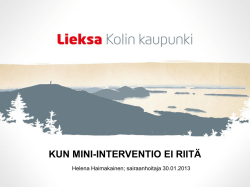 Kun mini-interventio ei riitä, Helena Haimakainen (30.1.)