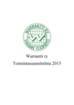 Warrantti ry Toimintasuunnitelma 2015