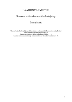 Laatukäsikirjan versio 2013/1 - Suomen Sisävesiammattikalastajat ry