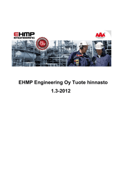 EHMP Engineering Oy Tuote hinnasto 1.3-2012
