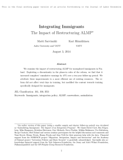 Integrating Immigrants The Impact of Restructuring ALMP