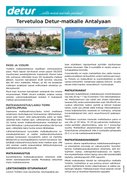 Tervetuloa Detur-matkalle Antalyaan
